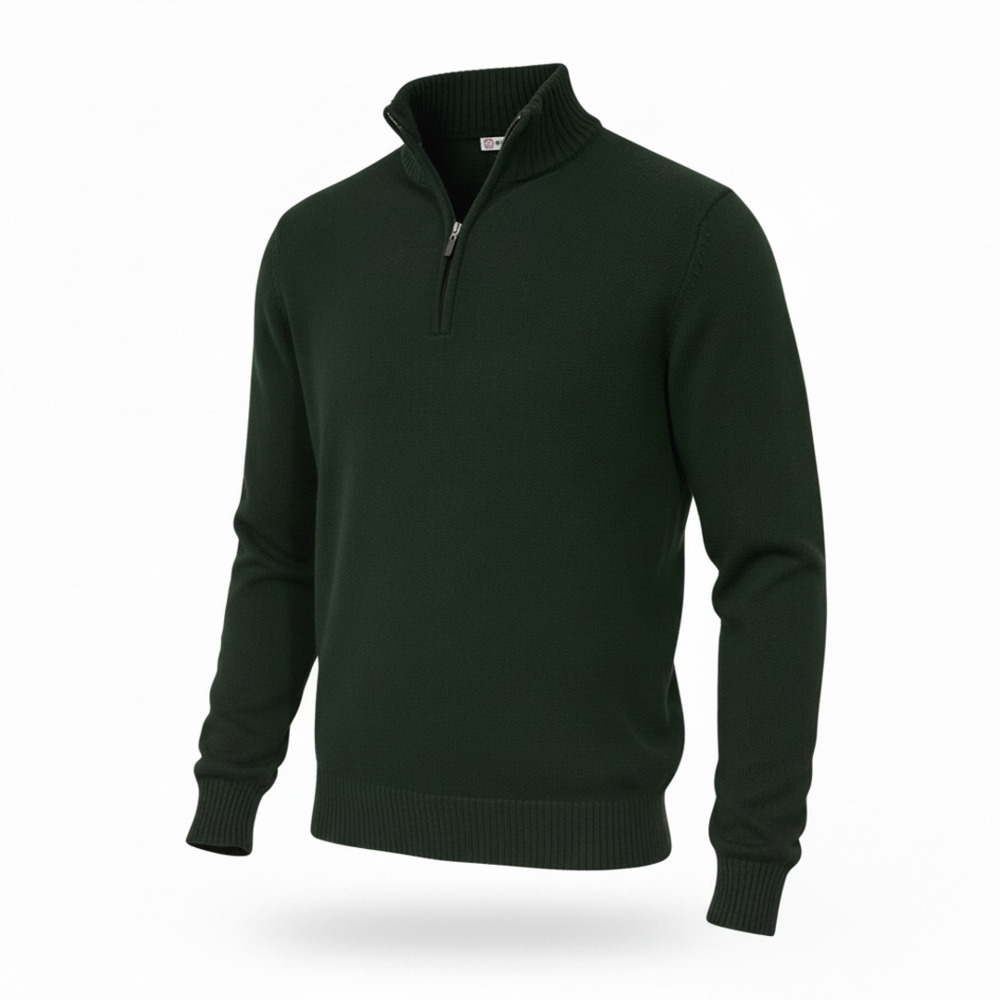 H2H Quarter Zip Sweater Size L Dark Green Mock Neck Pullover